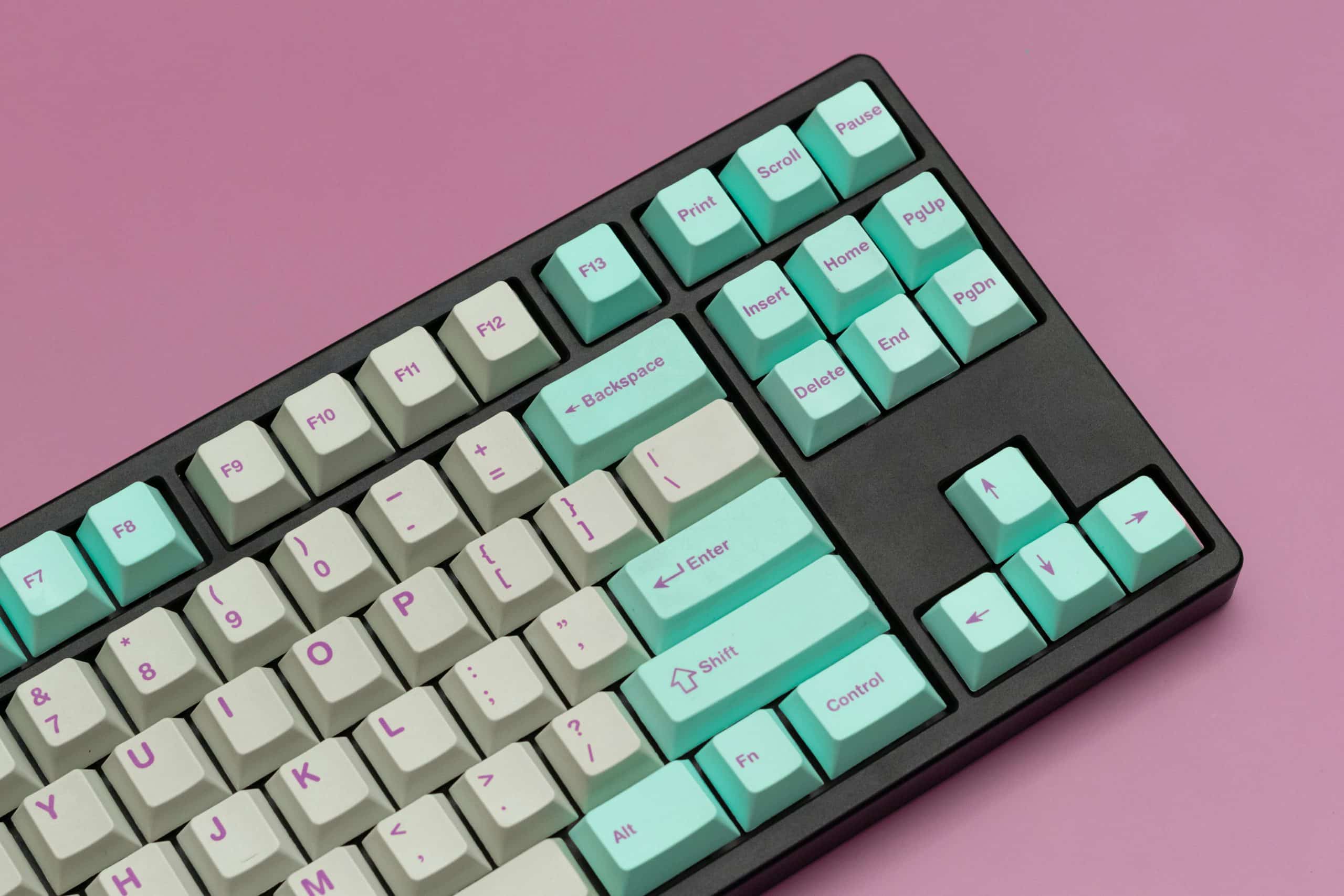 Keyboard on a pink background